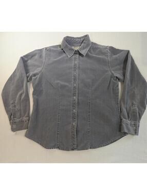Eddie Bauer Women's Gray Corduroy Button-Up Shirt Size Medium